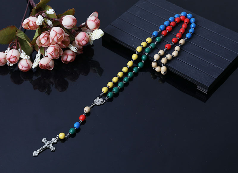 colorful wood beads rosary