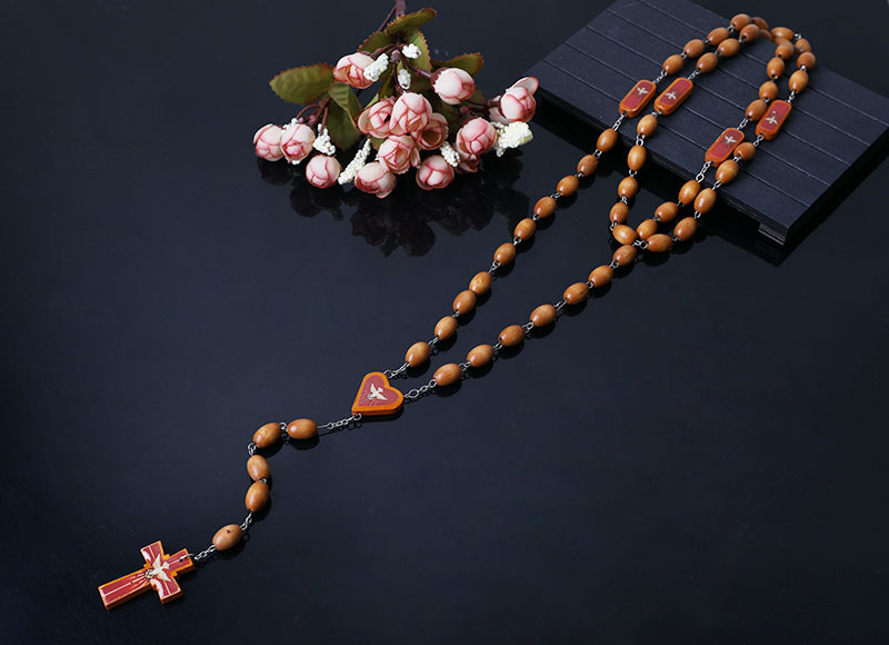 dark brown  wood beads rosary