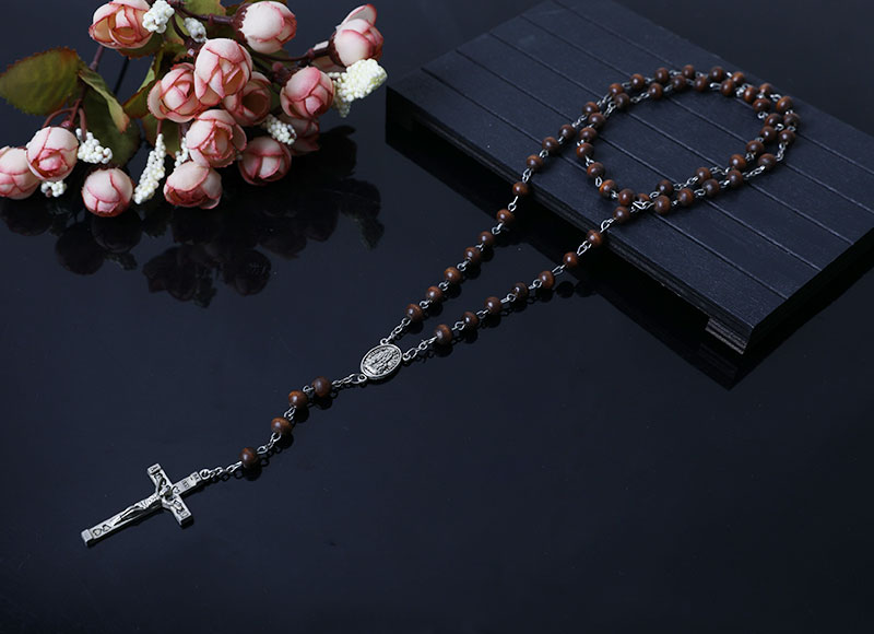 dark brown wood beads rosary