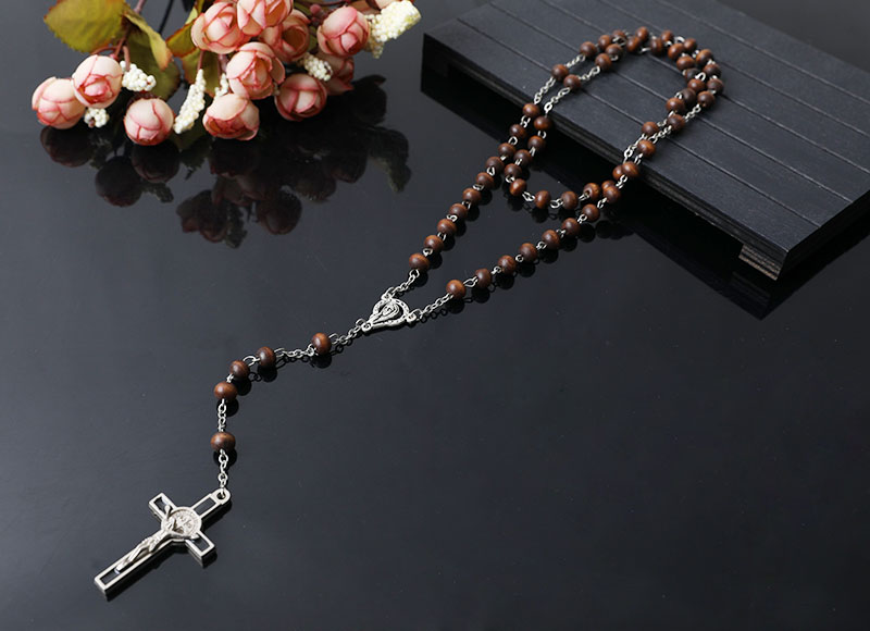 high quality brown wood beads rosary