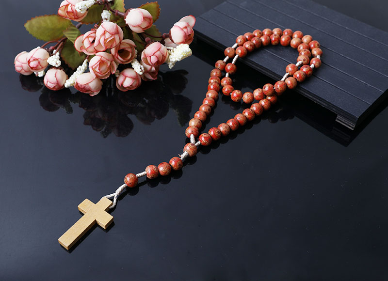 new style wood beads cord rosary